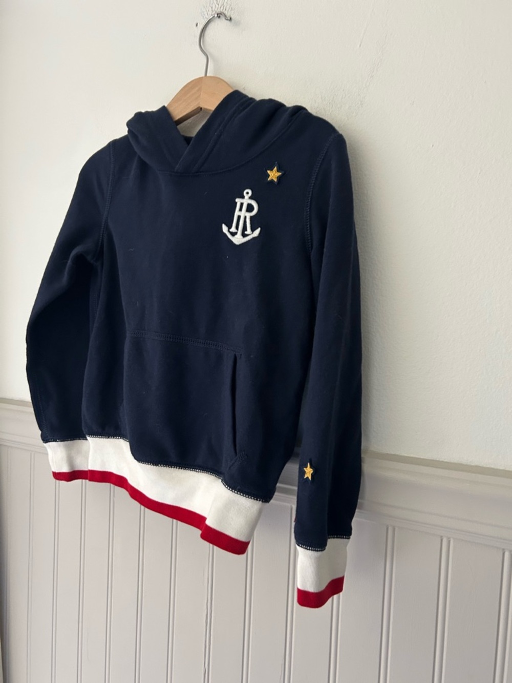 Polo Ralph Lauren Girls 6 Navy Kids Hooded Sweatshirt with Anchor Patch - Picture 3 of 8